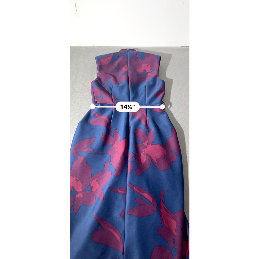 Donna Karan New York Floral Fit & Flare Dress Blue Magenta Size 8 - Picture 7 of 16